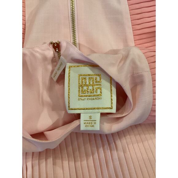 Emily Mccarthy Chloe Rose Petal Ruffle Pleated Short Sleeve Midi Dress S pink - Picture 11 of 12